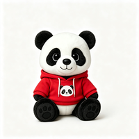 Adorable peluche panda en peluche avec sweat à capuche rouge imprimé, jouet doux, souvenir touristique de Chine