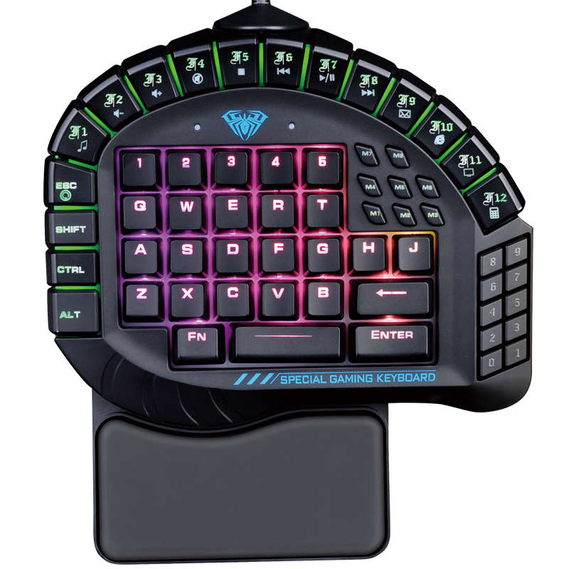 אאולה מאקרו מכאני מקלדת כחול מתג RGB תאורה אחורית משחק גיימר אחת יד Wired מיני משחקי מקלדות