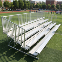 Gradas para Estadios de 4 Filas de Aluminio con Valla de Malla Metálica y Barandilla de Seguridad para Campos Deportivos Escolares, Venta al Por Mayor