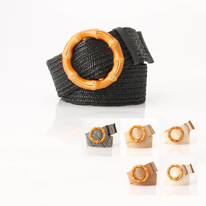 <span class=keywords><strong>Ceinture</strong></span> élastique <span class=keywords><strong>tressée</strong></span> en paille, <span class=keywords><strong>ceinture</strong></span> fine pour robe, <span class=keywords><strong>ceinture</strong></span> de serrage, boucle ronde en bois, sangle <span class=keywords><strong>tressée</strong></span>, ceintures pour femmes - Product Image 2
