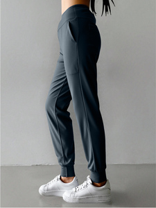 Pantaloni da Jogger elasticizzati a vita alta da donna comodi ed eleganti pantaloni Hip Hop a gamba dritta con elastico in vita - Product Image 5