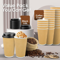 Gobelets en carton ondulé jetables écologiques et recyclables de 8 à 16 oz avec couvercles pour boissons chaudes, eau minérale et énergisantes – Vente en gros