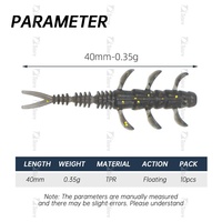 Tolure OEM 10 pièces/sac 4cm 0.35g Leurre souple de pêche à double queue en TPE TPR