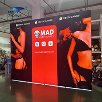 Boîte à lumière SEG pop-up rétroéclairée par LED, cadre en aluminium, toile tendue, toile de fond portable pour salon professionnel, affichage publicitaire personnalisé