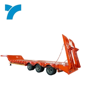 Yongchao China Factory 3 Lowbed 3 Axle4 Axle 40/45FT Steel Flat Bed Semi <strong>Trailer</strong> Wooden <strong>Floor</strong> 25-30T Payload 12R22.5 Tires Heavy - Product Image 3