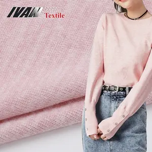 फैशन परिधान थोक ढीला बुनना जर्सी पॉलिएस्टर स्पैन्डेक्स मिश्रण कपड़े के लिए स्वेटर