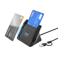 Lecteur de cartes intelligentes NFC de bureau USB-A et Type C compatible avec les normes ISO7816 et ISO14443 A/B, lecteur RFID