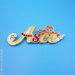 Logotipo de letras 3D de aleación con diamantes de imitación para bolsos, motivo decorativo de 45 mm, placa con nombre - Product Image 1