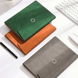 Carnet à couverture rigide en cuir PU de haute qualité, couleur personnalisée, avec 100 pages lignées et ruban à boucle, vente en gros - Product Image 4