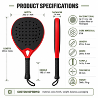 Raquette de padel professionnelle en fibre de carbone 18K + noyau en EVA 3D souple, finition brillante et mate, Chine.