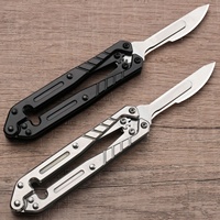 Couteau pliant multifonction transfrontalier, couteau à fruits en acier inoxydable, couteau de survie portable pour le camping, mini couteau porte-clés