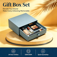 Boîte cadeau écologique recyclable haut de gamme, résistante aux chocs, légère, avec tiroir coulissant et doublure en mousse pour ensemble de maquillage