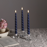 Bougie chauffe-plat en cire de paraffine véritable en spirale Matti, bleu marine, 3D, à piles, décoration de Noël, bougie chauffe-plat à LED pour la maison