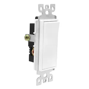 White 15A 125V/227V Screw Push In Side Wire Toggle Smart Decorative Wall Rocker Light Switch for Home