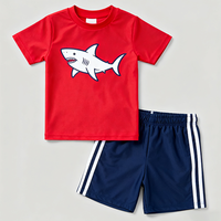 Ensemble de maillots de bain deux pièces pour garçons, respectueux de l'environnement, certifié OEKO-TEX, manches courtes, imprimé requin, short de bain, OEM