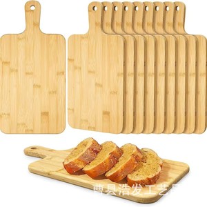 Planche à découper en bambou avec poignée, lot de 12 pièces, pour pain, charcuterie, steak, fruits, pizza, plateau de service, style simple, bloc à découper en bois - Product Image 1