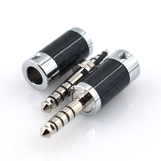 4.4mm 5 Pole Rhodium Plated Brass Contact Male Plug Aluminum Nickel Plated Carbon Fiber Shell HIFI Balance Audio Connector