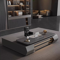 Bureau de direction luxueux et moderne, minimaliste, en forme de L, avec éclairage LED, modulaire, pour PDG, mobilier de bureau sain