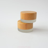 Pot de crème 5g en verre dépoli avec couvercle en bambou naturel, petit format, portable pour voyage, emballage cosmétique pour soins de la peau, beurre corporel, baume à lèvres, huile, en vrac