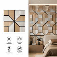 Panneau mural acoustique en bois à grain géométrique personnalisé, MDF, PET, fibre de polyester, insonorisant, décoratif, réduction du bruit, revêtement mural