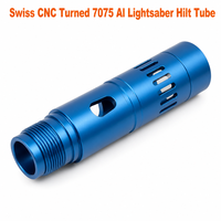Tube de poignée de sabre laser en alliage d'aluminium 7075, usiné CNC de type suisse, anodisé bleu, personnalisable en couleur