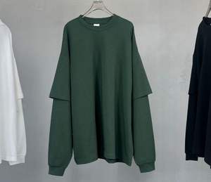 Camiseta de manga larga de algodón pesado de alta calidad con hombros caídos lavados con ácido Vintage personalizada de gran tamaño para hombres - Product Image 2