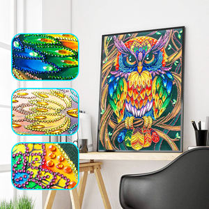 Оптовая продажа, разноцветная живопись «DIY», 5D сова, животные, специальная форма, частичная алмазная живопись со стразами - Product Image 4
