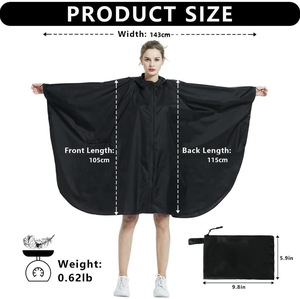 Polypongee Haoya <strong>Raincoat</strong> Rain Poncho Unisex <strong>Men</strong> Women Long Rain Cape - Product Image 5