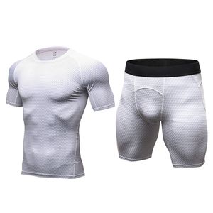 カスタム3Dプリント2ピーストレーニングセット半袖Tシャツとワイドエラスティックショーツスネークプリントメンズコンプレッションセット - Product Image 5