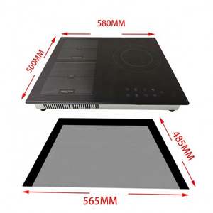 Placa de Cocción Híbrida Integrada de 3 Quemadores, Diseño 2025, Superficie de Vidrio Negro, Electrodoméstico de Cocina - Product Image 3