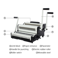 MOMOTECH Machine à relier manuelle 3-en-1 pour spirales et fils, perforateur combiné 25 feuilles 500 pages A4 F4, pour documents de bureau