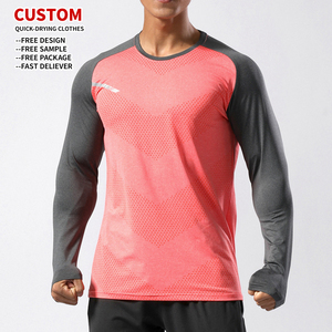 Camiseta Deportiva de Manga Larga de Secado Rápido, Tejida a Medida, Transpirable, Cuello Redondo, para Gimnasio, Entrenamiento, Ropa Deportiva, Talla Grande para Hombre - Product Image 2