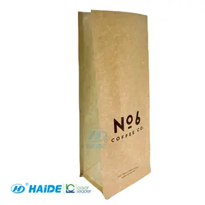Food grade custom gravure or flexo printed metallize PET laminated Kraft Paper Coffee squrare bottom bag