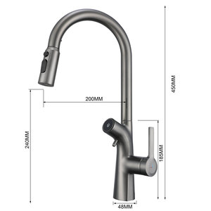 <span class=keywords><strong>Rubinetto</strong></span> da <span class=keywords><strong>Cucina</strong></span> EIOIOL Moderno Stile Fattoria Grigio Canna di Fucile Monocomando Flessibile 3-in-1 Estraibile con <span class=keywords><strong>Filtro</strong></span> Oro Spazzolato Caldo/Freddo - Product Image 2
