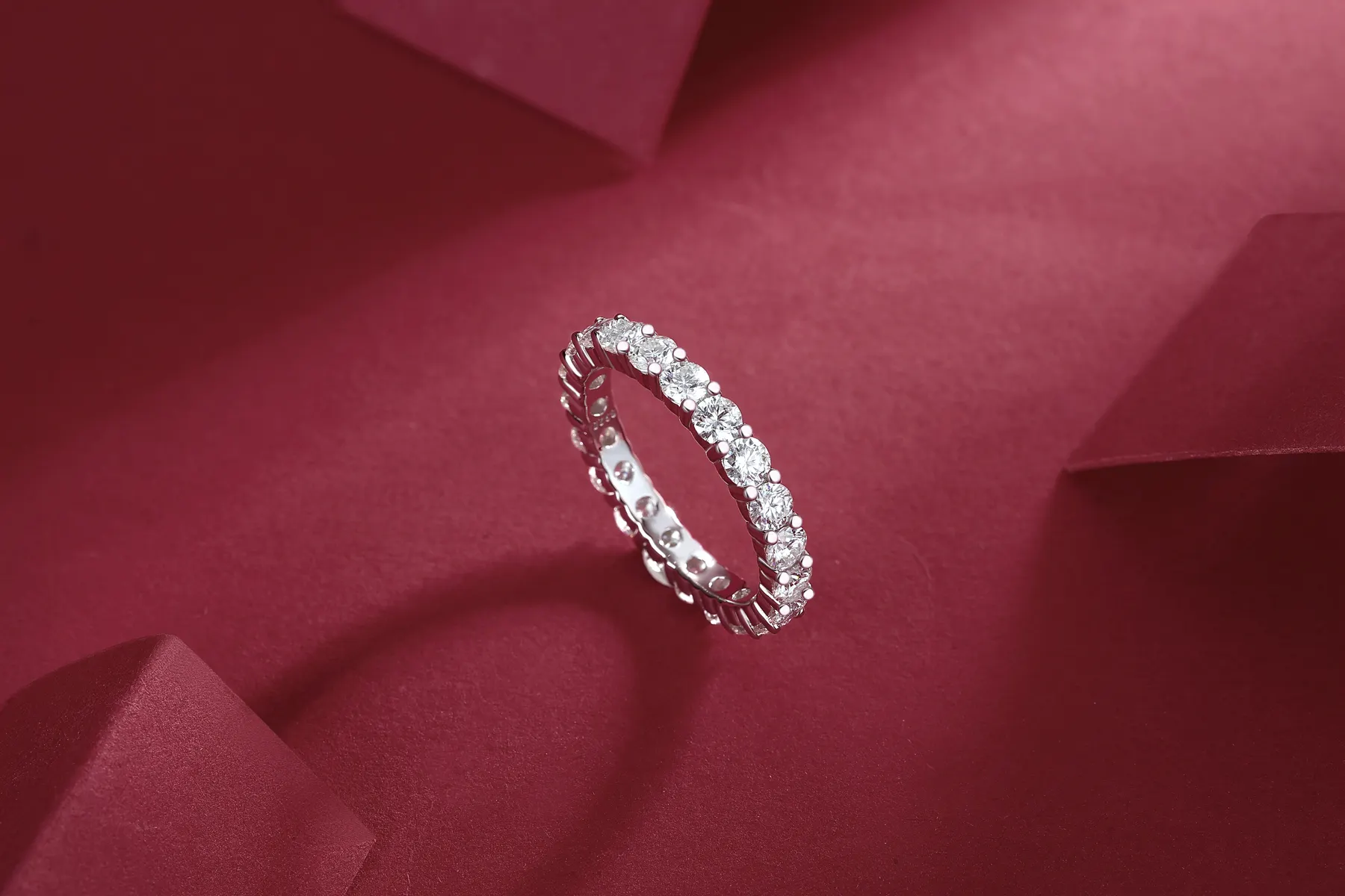 مجوهرات عصرية للنساء خاتم خطوبة من الألماس بالكامل فضة 925 بلون D ماسة مويسانيتي VVS 3 مم خاتم زفاف