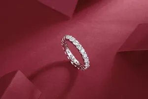 Trendy Damen schmuck Full Diamond Verlobung sring 925 Silber D Farbe VVS Moissan ite Diamond 3mm Ehering Ring