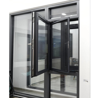 Fenêtre à battant en aluminium, profilé en alliage d'aluminium 6060 à rupture de pont thermique, drainage dissimulé, verre trempé Low-E, insonorisée, pour salon de villa