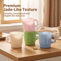 Umweltfreundliche, Langlebige, Stapelbare Glas-Kaffeetasse mit Dickem Griff, Moderne Farbenfrohe 240ml 350ml Tasse mit Individuell Bedruckbarem Logo