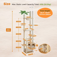 Arbre à chat en bois moderne multi-niveaux à hauteur réglable, grande tour pour chat, maison pour chat en bois pour intérieur