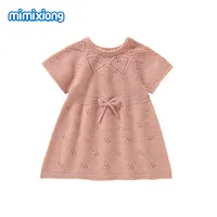 Mimixiong Hot Koop Baby Meisjes Jurk Gebreide Pasgeboren Bebes Mode Nieuwe Craft Hele Kledingstuk Korte Mouw Prinses Bovenkleding