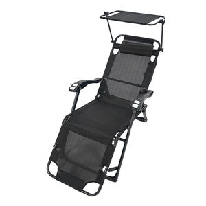 Silla Plegable Ajustable para Exteriores, Silla de Descanso para Tomar el Sol con Parasol, Silla de Gravedad Cero de Doble Uso - Product Image 2