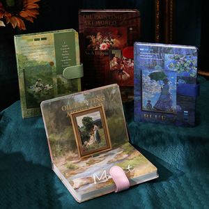 Quaderno con pittura a olio, luce e ombra, bellezza retrò, diario magnetico con chiusura a fibbia, a tema dipinti famosi, in inglese, per il mercato transfrontaliero. - Product Image 1