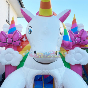 Castillo inflable comercial con tobogán, diseño de unicornio, para fiestas infantiles. - Product Image 2