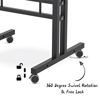 Bureau d'ordinateur réglable en bois pour le télétravail et l'étude, avec plateau segmenté, roulettes orientables et fonction de pliage facile