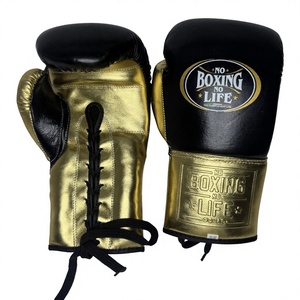 Guantes de Boxeo Personalizados Negros con Cordones Dorados, Sin Boxeo No Hay Vida, Guantes de Boxeo de Cuero Genuino para Entrenamiento Profesional y Sparring, Guantes de Boxeo Winning - Product Image 6