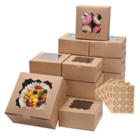 Boîtes à gâteaux jetables blanches de 4*4*2,5 pouces pour cupcakes, muffins, mousses, biscuits, flocons de neige, boîtes à gâteaux avec fenêtre, qualité alimentaire