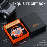 Briquet mécanique de décompression en métal à double arc coupe-vent rechargeable avec éclairage LED pour usage extérieur - Vente en gros