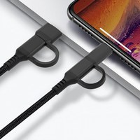 Cable de Carga USB Universal 4 en 1, Cargador Rápido PD de 60W con Conectores USB-C L y USB-A para Impresora y Uso en Viajes