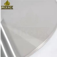 Base de table bistrot en acier inoxydable brossé à fond rond, pied conique en alliage d'aluminium brossé avec plaque supérieure en fer noir