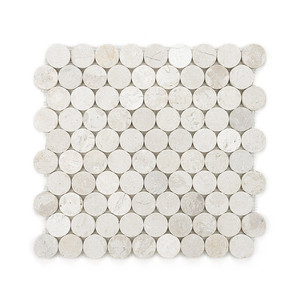 Piastrelle a Mosaico Circolari in Avorio 12x12 Pollici, Decorazione per Pavimenti e Pareti in Pietra Naturale - Product Image 3